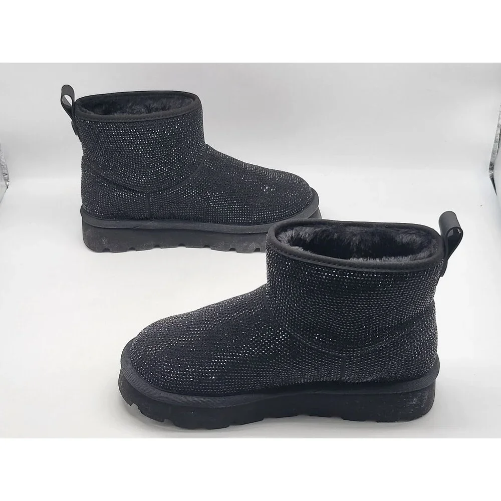 Michael Kors Winnie Sparkle Bootie Black Glitter Ankle Boots Womens 7M